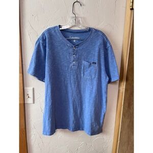 Chubbies Men's Blue Heathered Henley T-Shirt Pocket Short Sleeve Size XL